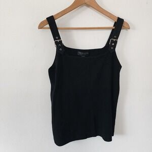 Y2K Spenser Jeremy Woman Black Tank Top 1X Emo Punk Goth Belted Straps